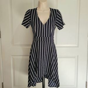 🎉3/$12🎉 Midnight Doll Junior Striped Blue & White High Low Dress